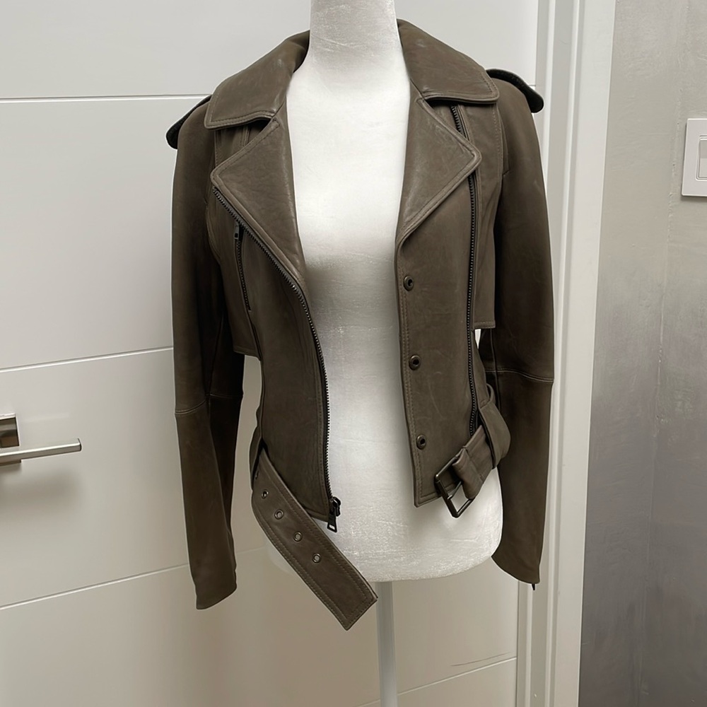 Leather biker jacket with extreme detail